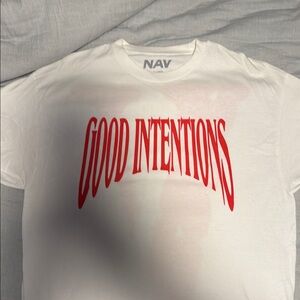 VLONE Nav Collab White T-Shirt with Red Print